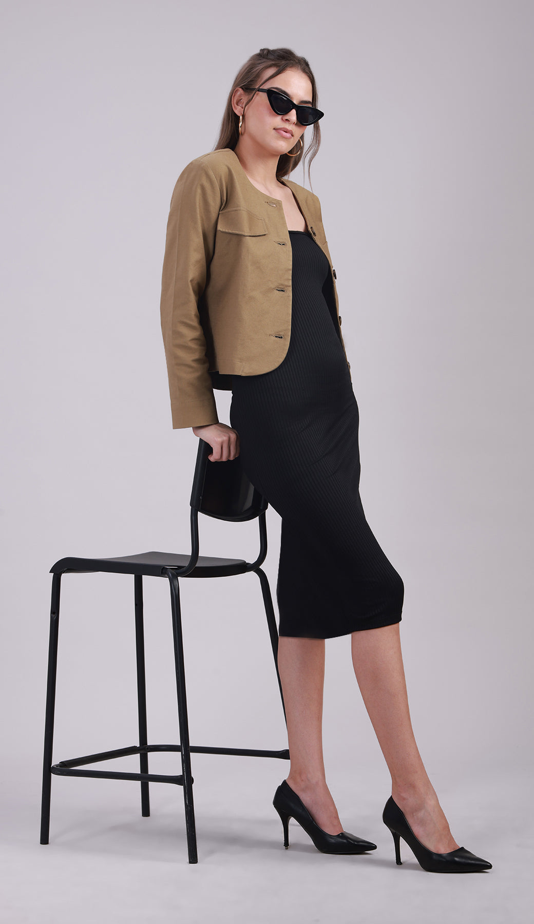 Brown Full-Sleeve Button-Up Jacket with Pockets- 3070