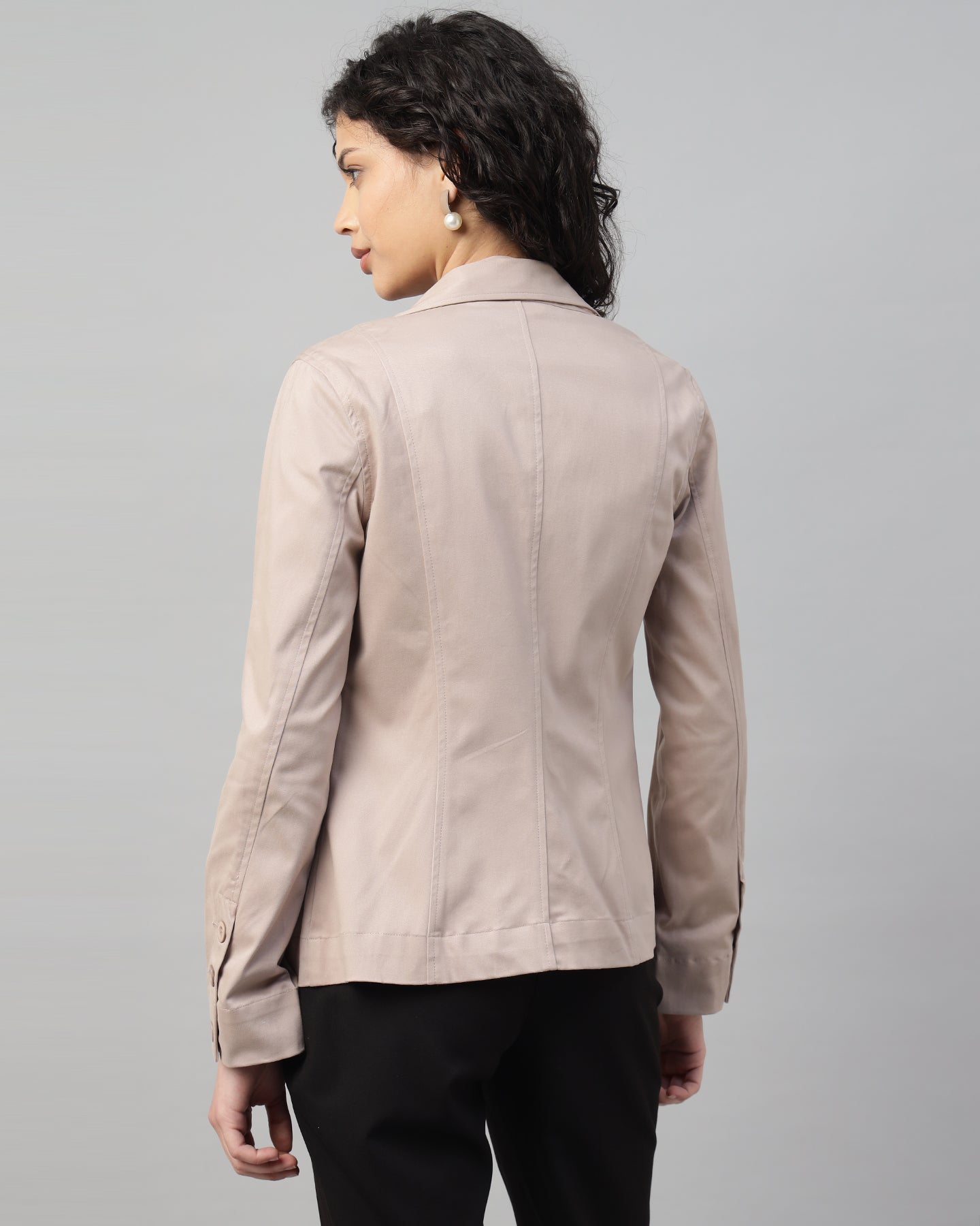 Women’s Peach Notched Lapel Blazer – Long Sleeve, Regular Fit, Single-Breasted-2951