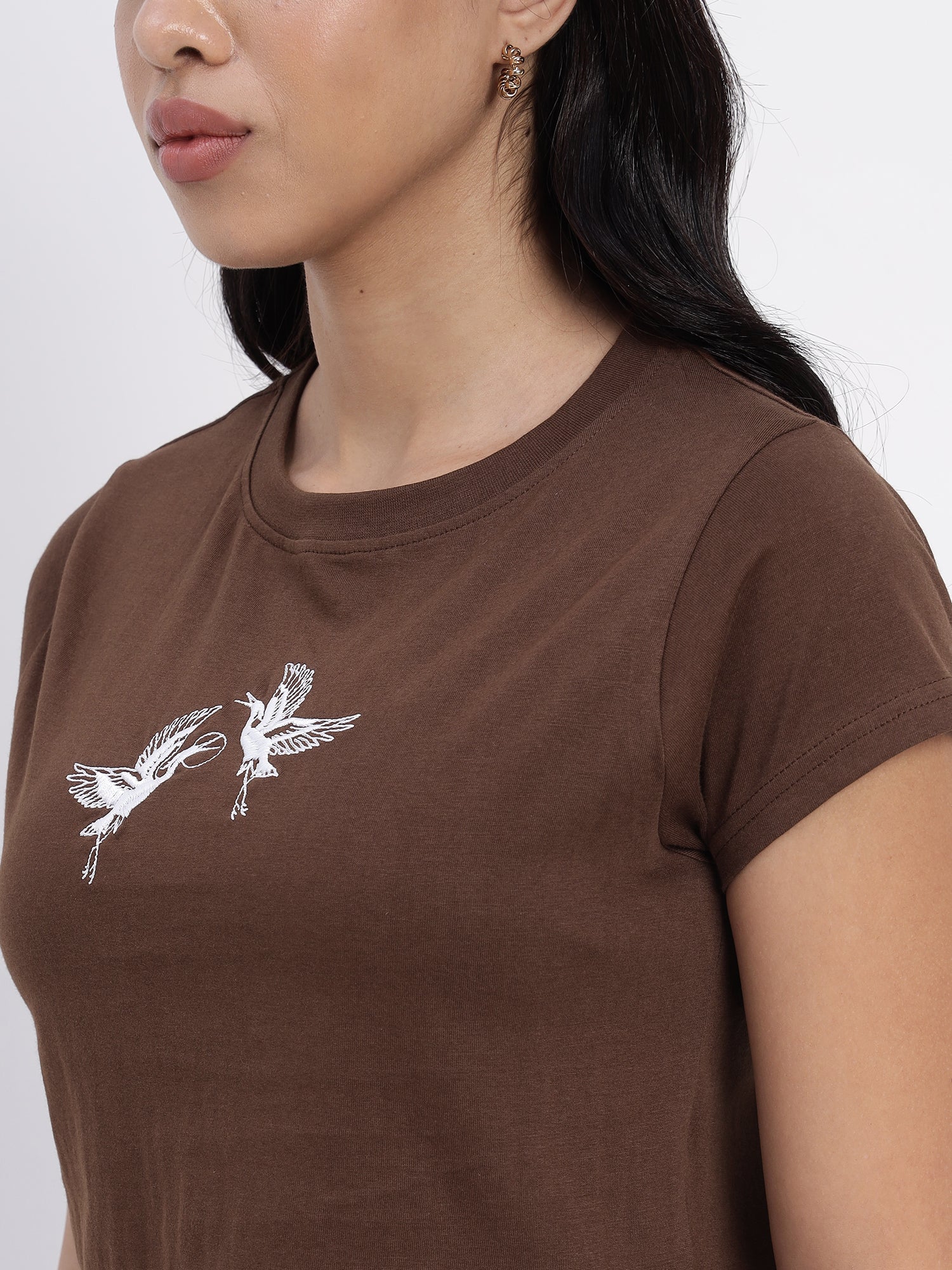 Brown crop Top with embroidery -2840
