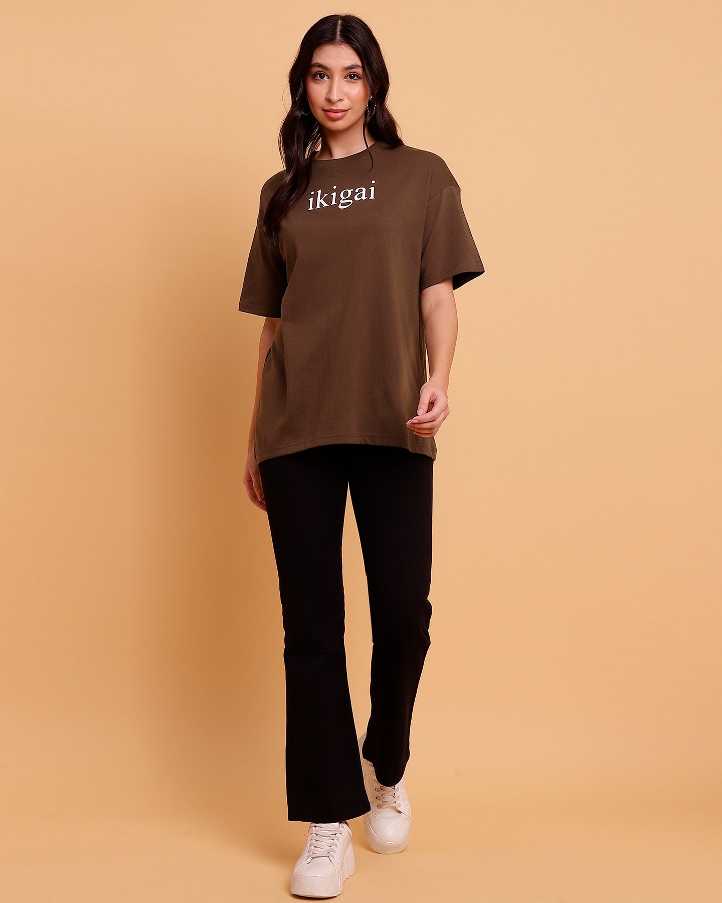 Women Coffee Brown Oversize Unisex T-Shirt - Casual Wear - 2853