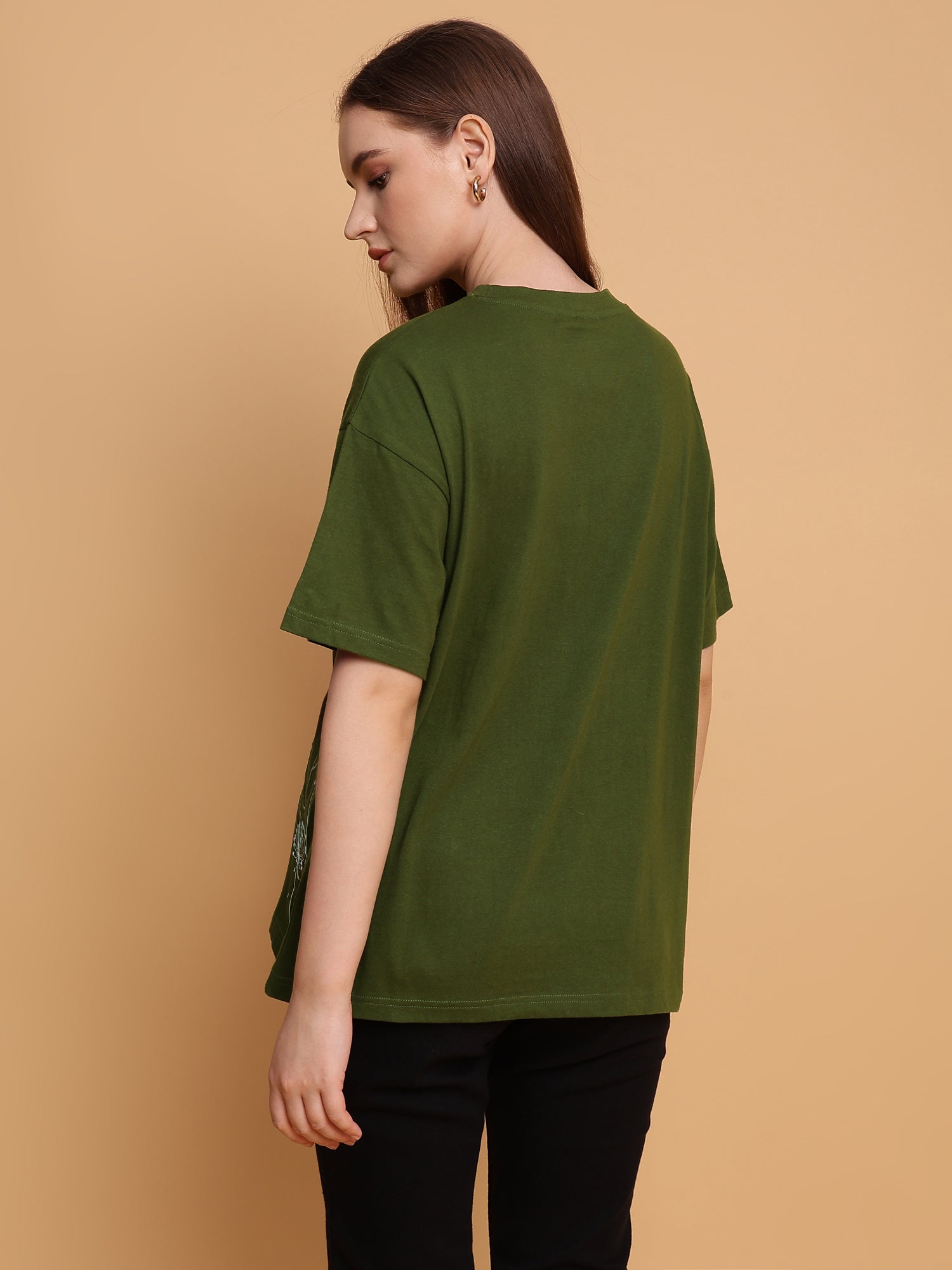 Floral Embroidered Oversized T-Shirt - 2851
