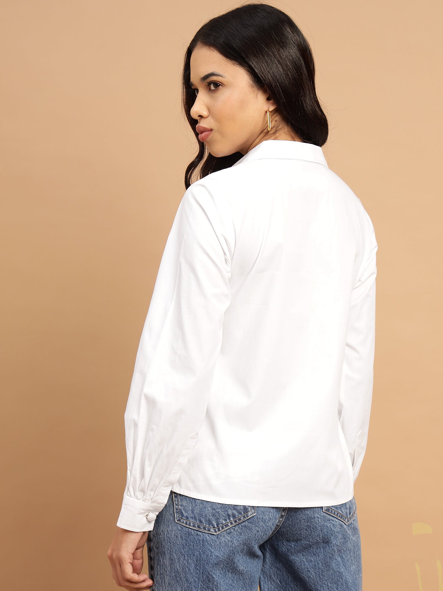 White Shirt with Parallel Cradle Embroidery - 2812