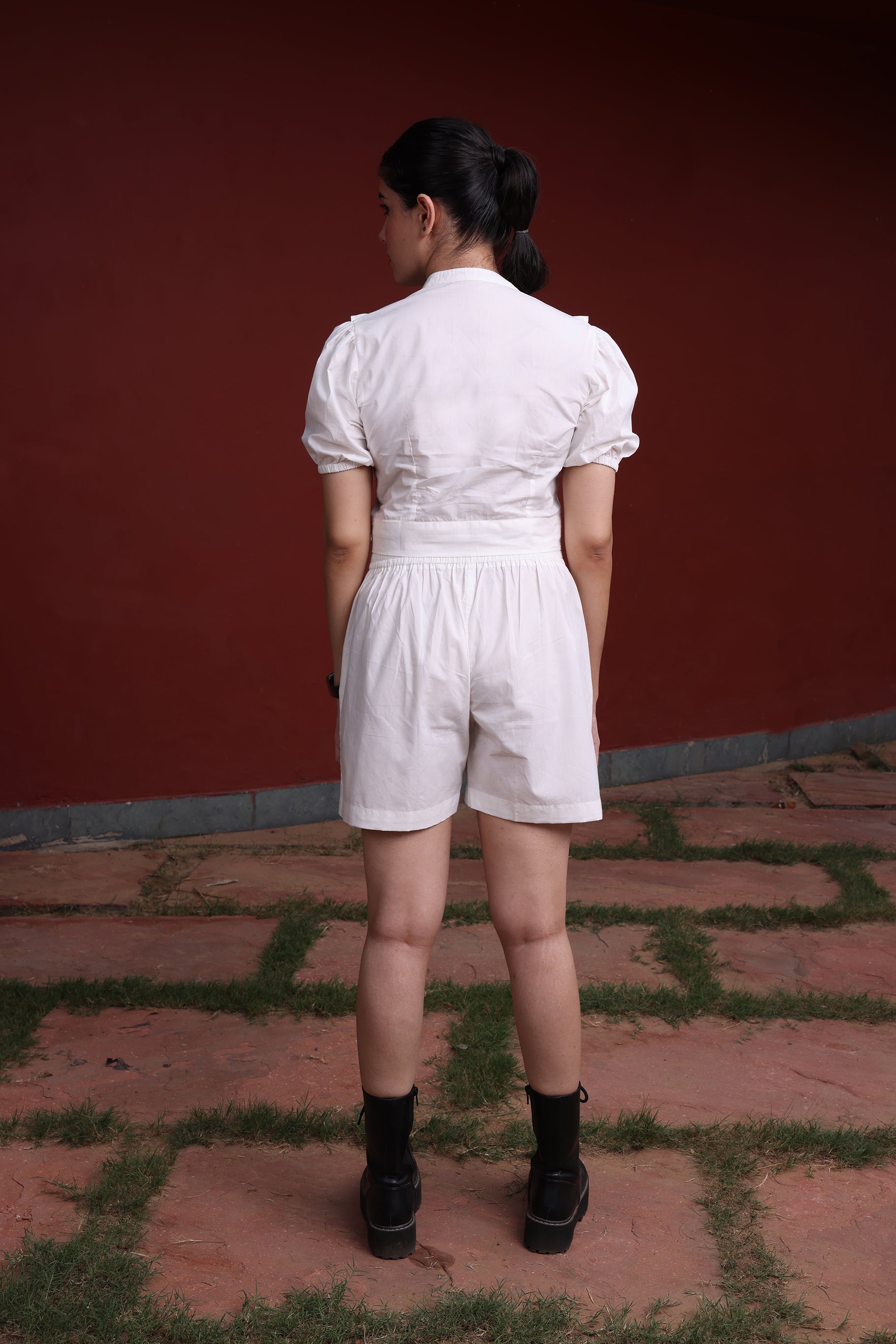 Women’s White Embroidered Poplin Co-ord Set – Two-Piece Outfitt -1542