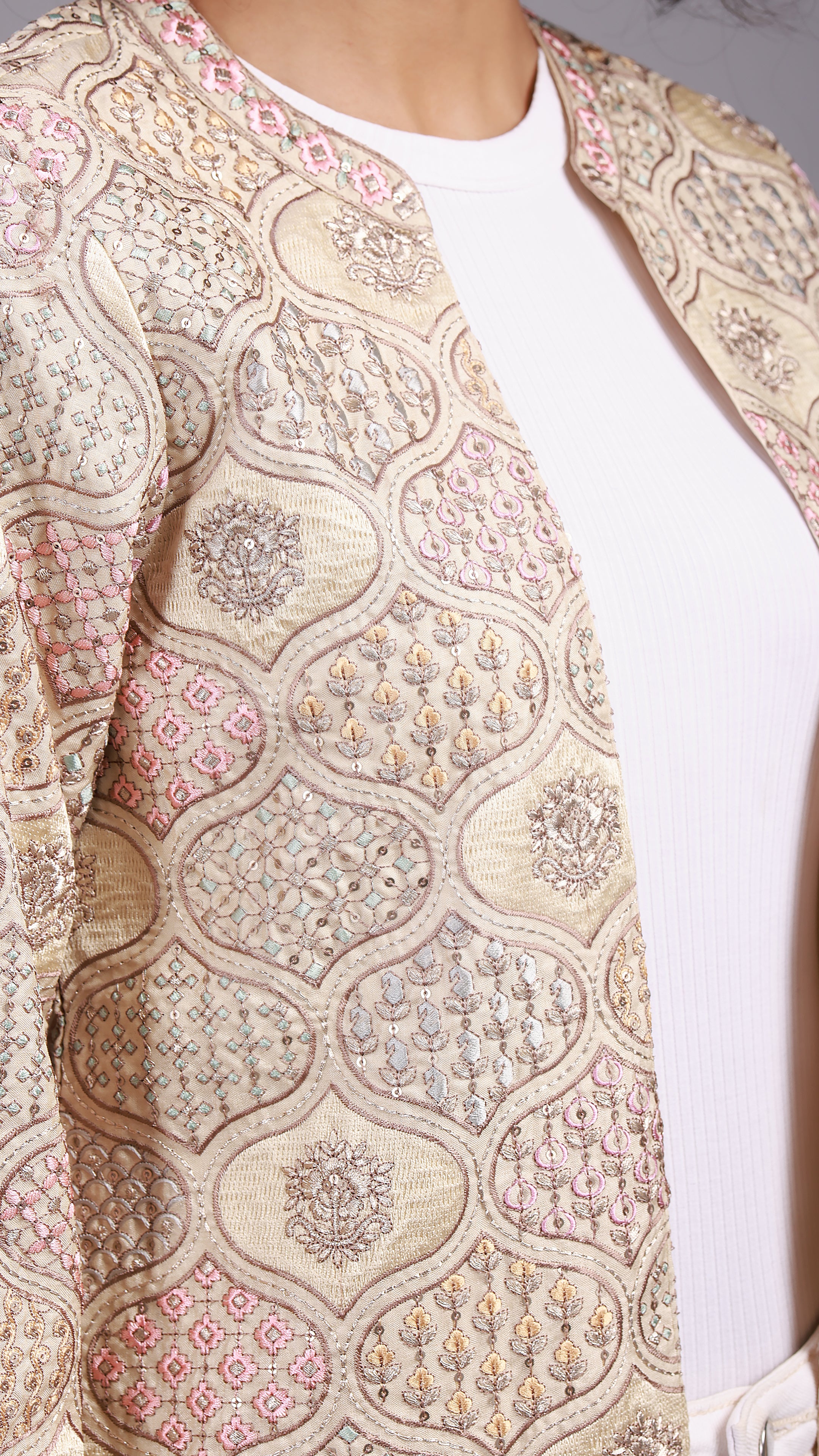 Sequined Front-Open Shrug - 2810