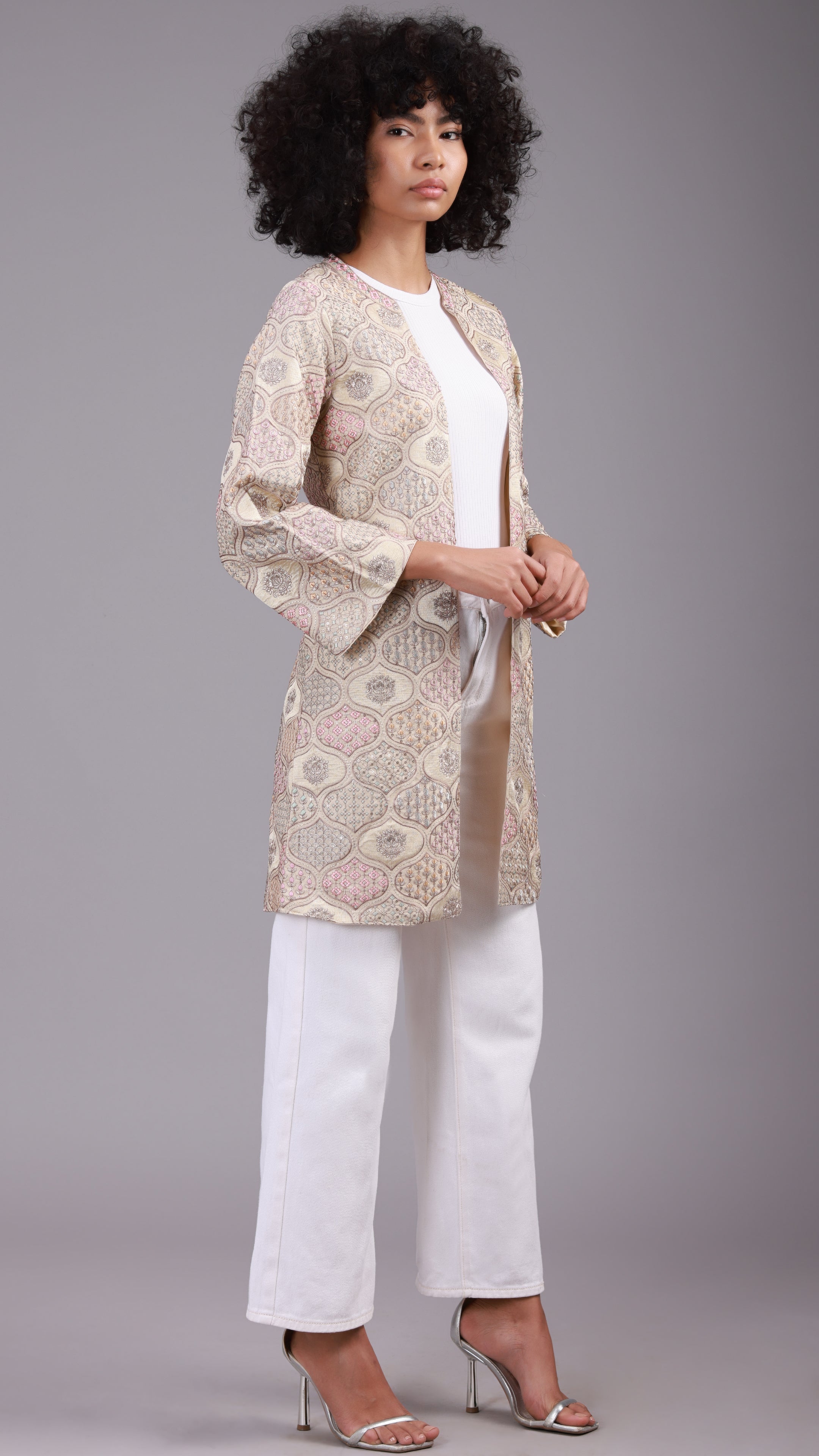 Sequined Front-Open Shrug - 2810