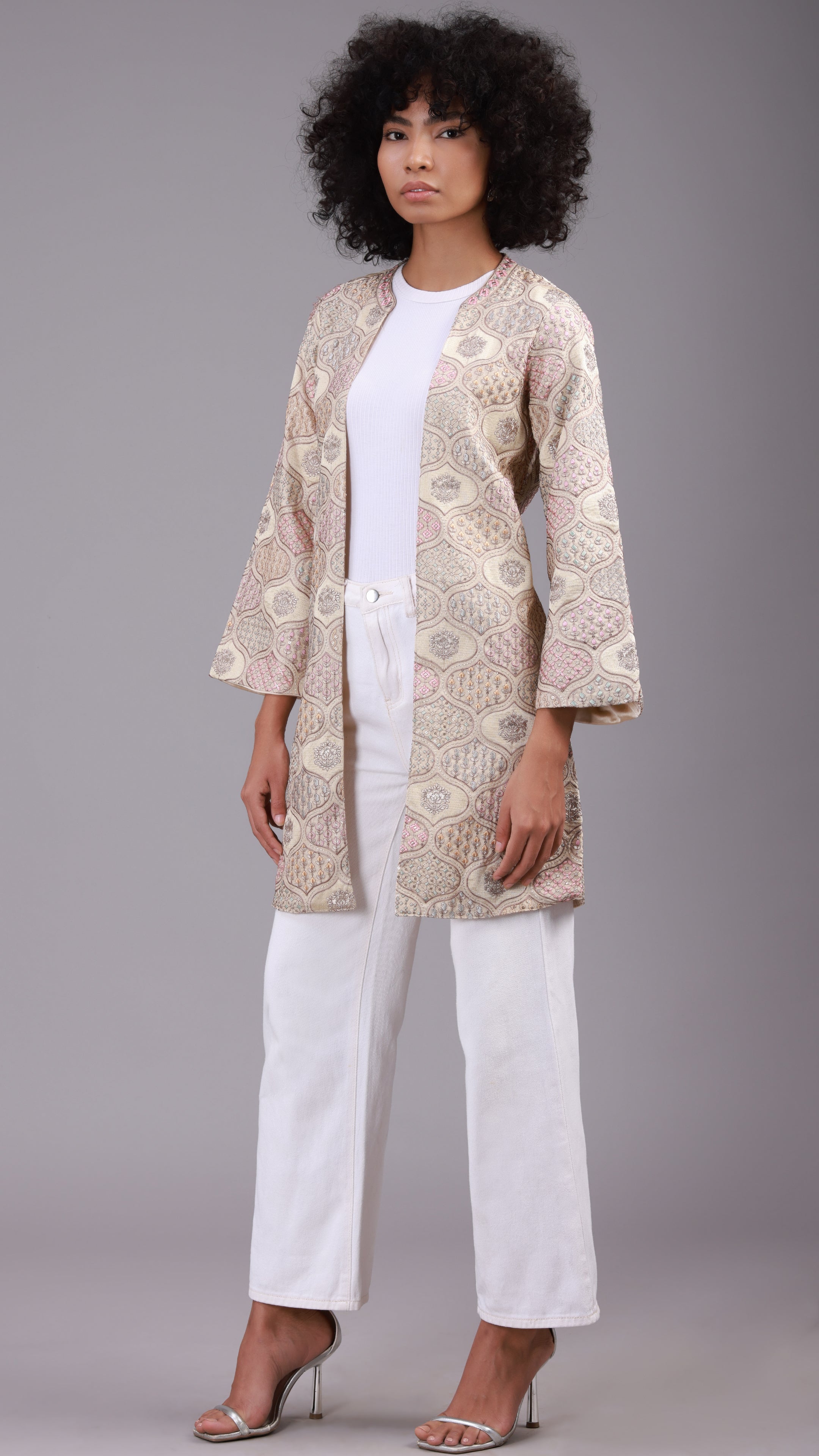 Sequined Front-Open Shrug - 2810