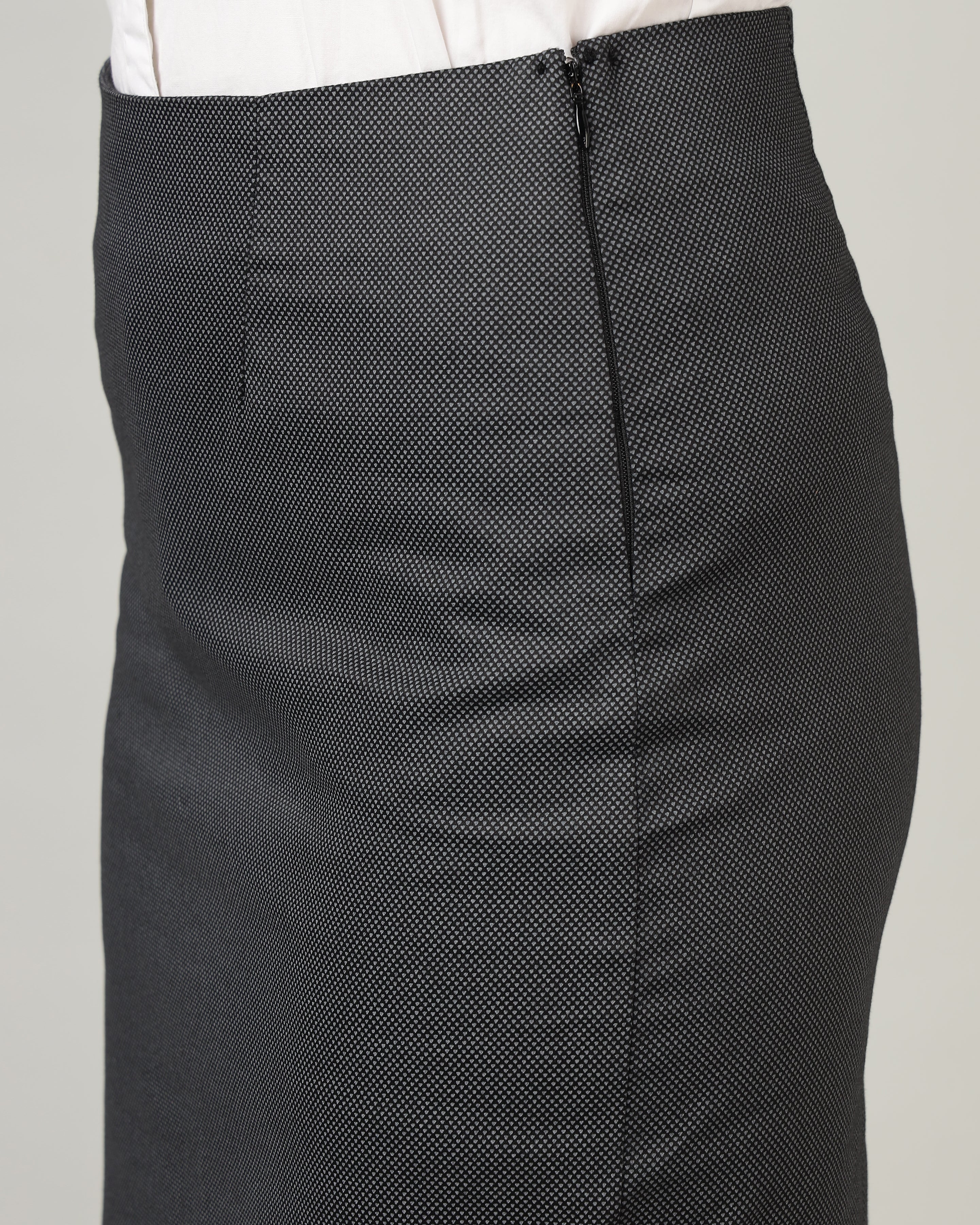 Women’s Black Textured Straight-Cut Mini Skirt-3080