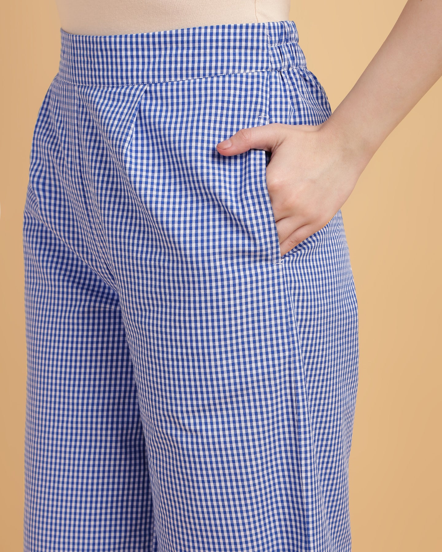 Women’s Gingham Embroidered Co-ord Set – Two-Piece Outfit-2908