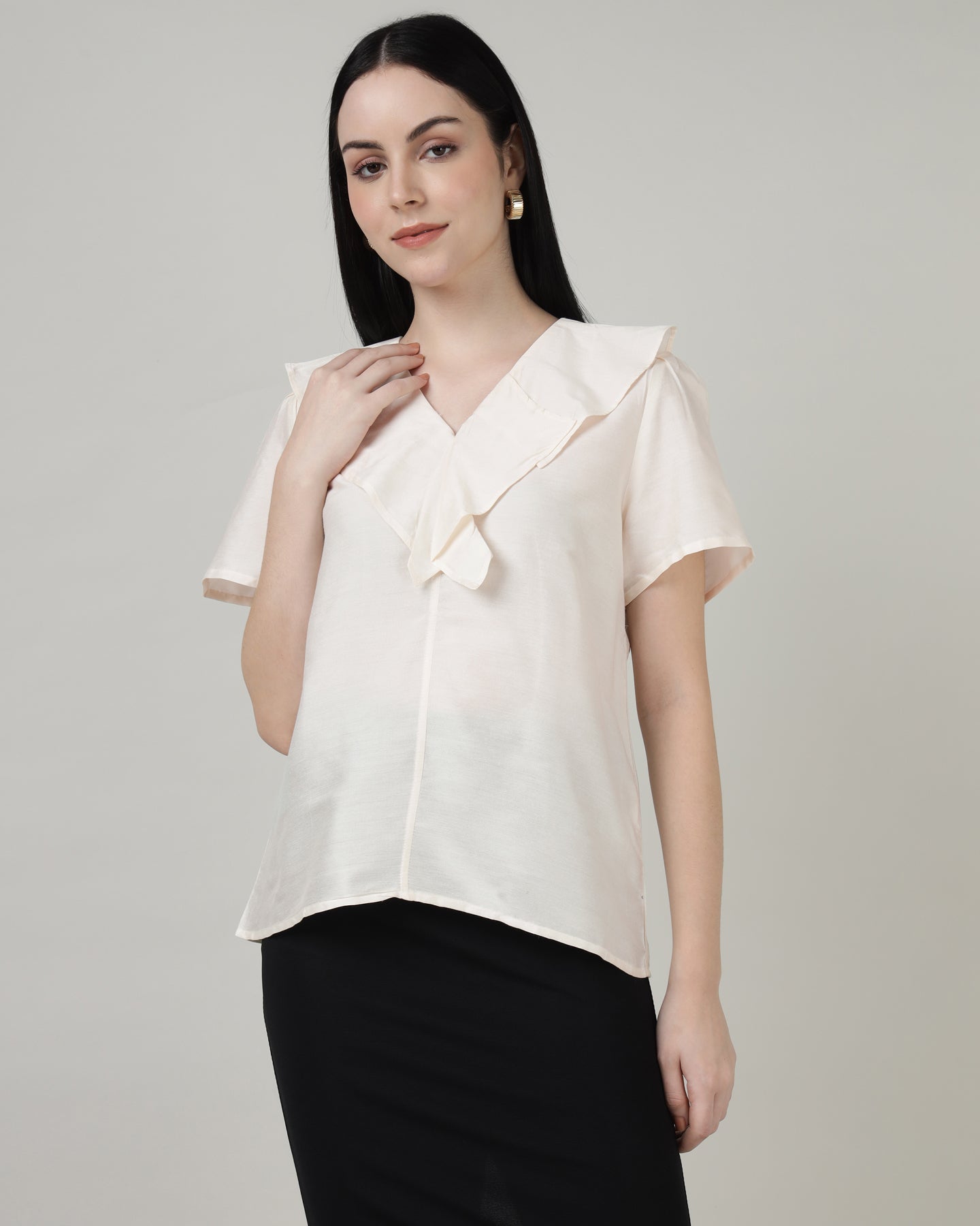 Women’s Off-White Cascade V-Neck Top - 2967