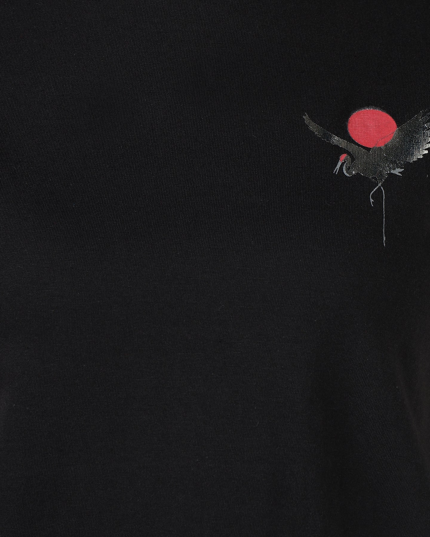 BLACK Regular T-shirt with Sliver Flamingo print - 2992