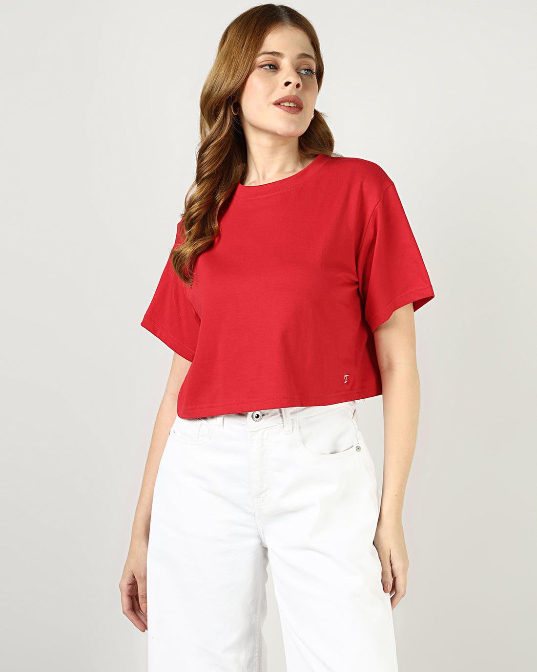 Women’s Red Crop Top with Japan City Back Print - 2994