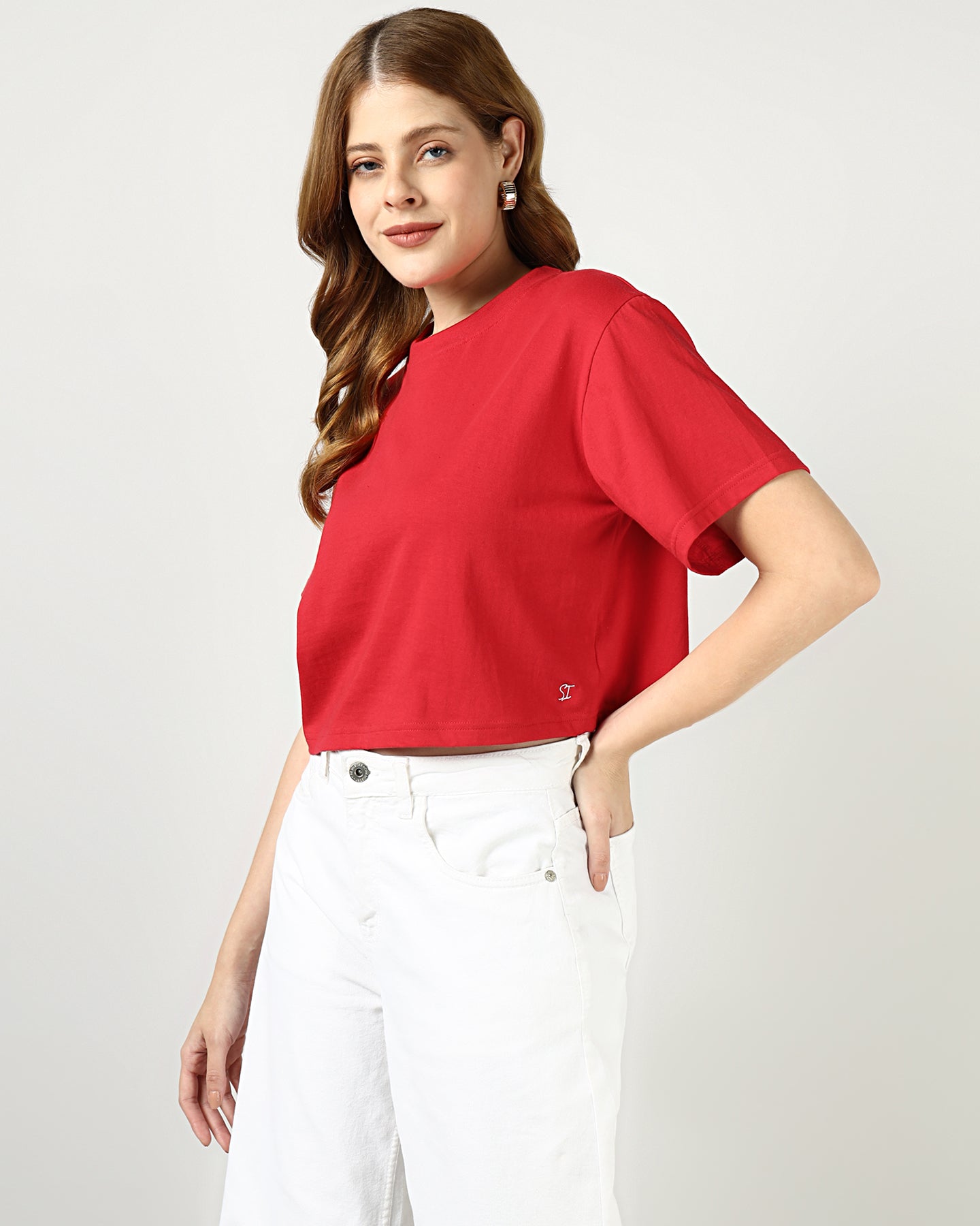 Women’s Red Crop Top with Japan City Back Print - 2994