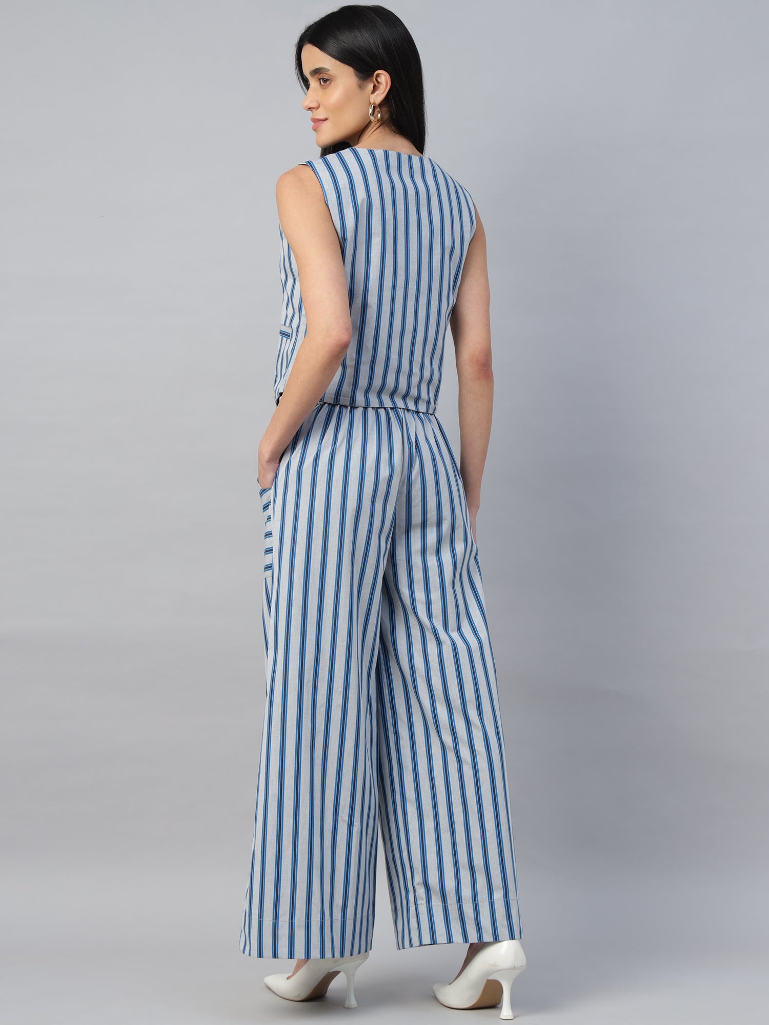 Women’s Reversible Vest and High-Waist Trouser Co-ord Set – Two-Piece Outfit- 2947