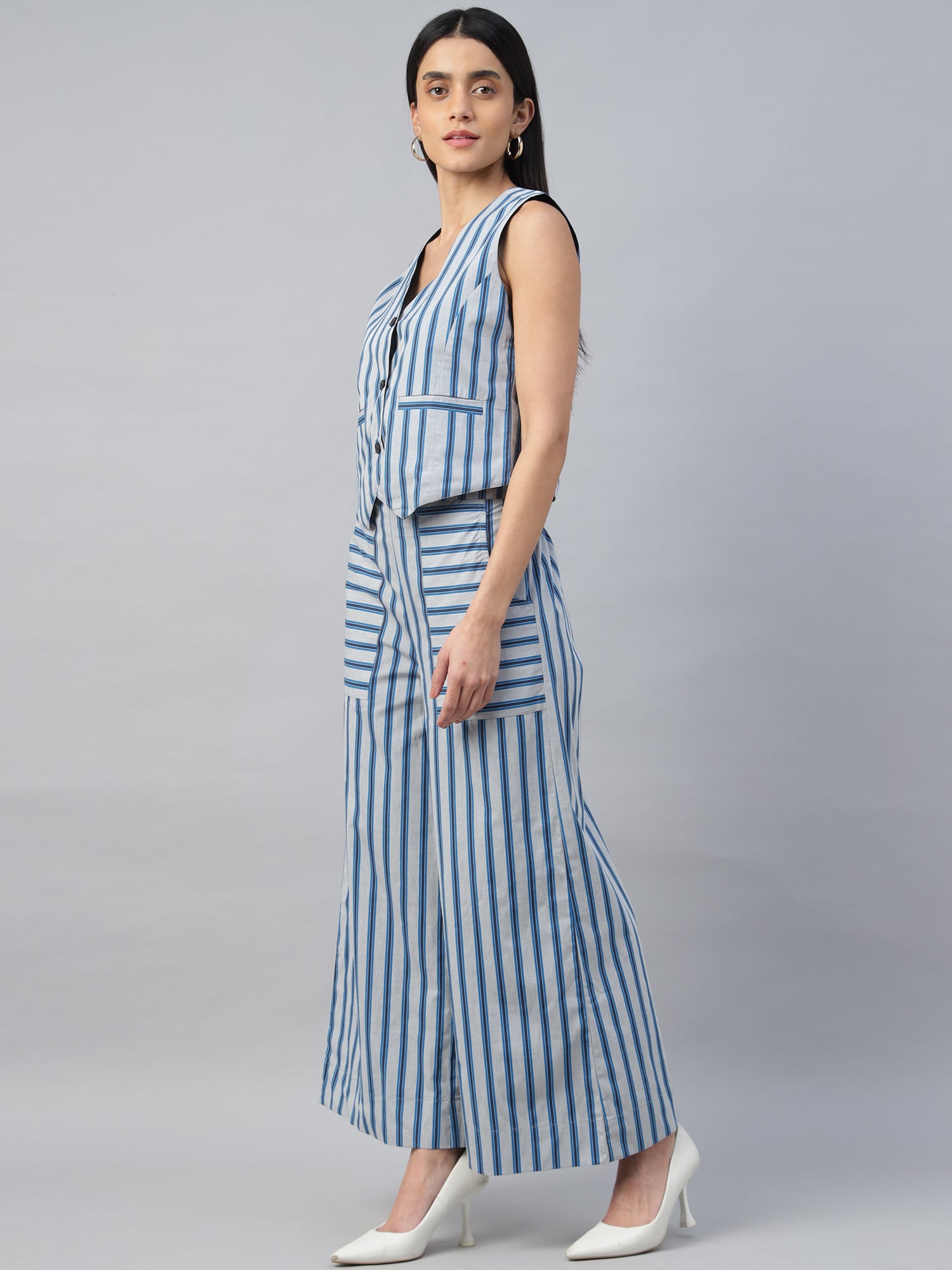 Women’s Reversible Vest and High-Waist Trouser Co-ord Set – Two-Piece Outfit- 2947