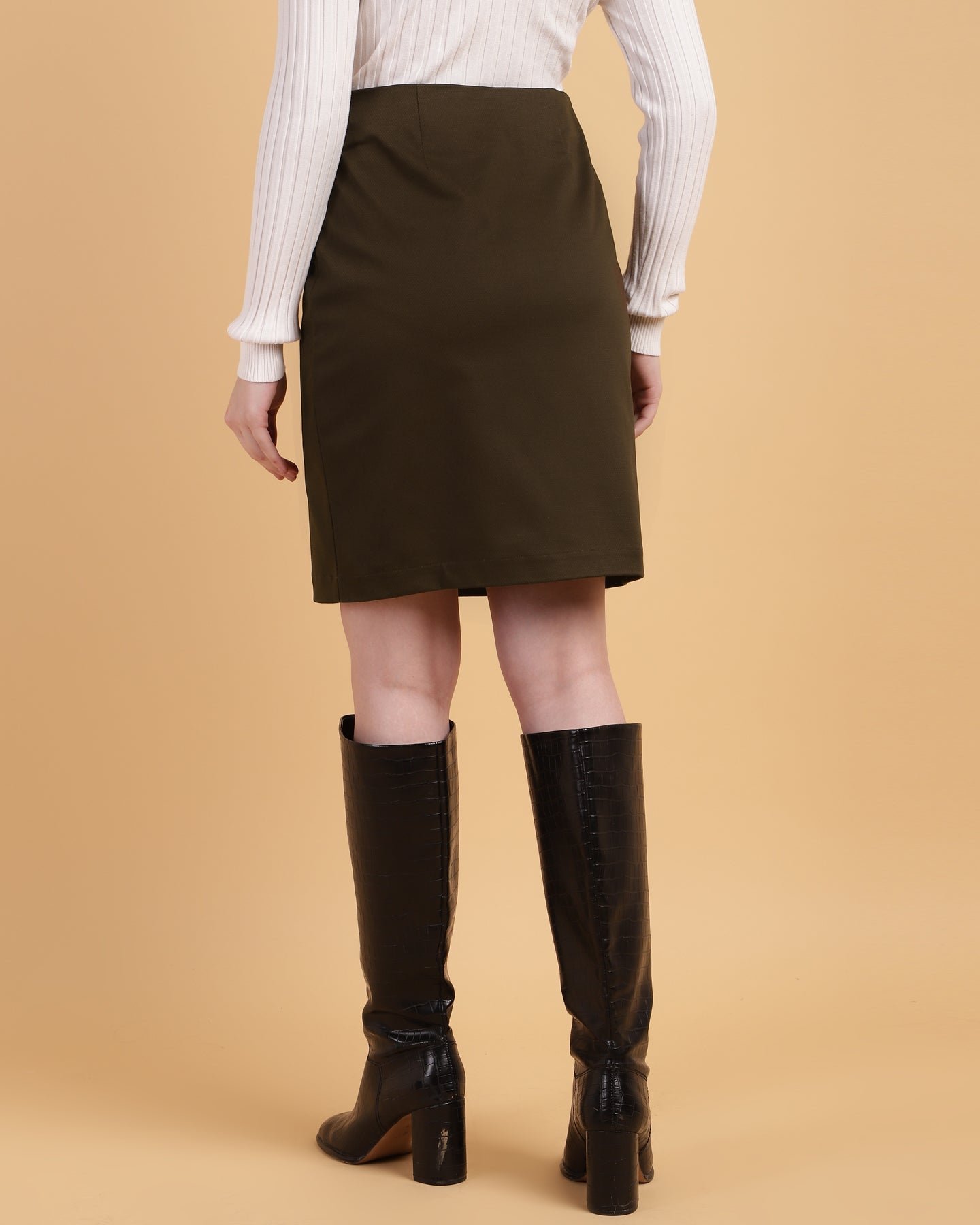 Women’s Brown Straight-Cut Mini Skirt -2940