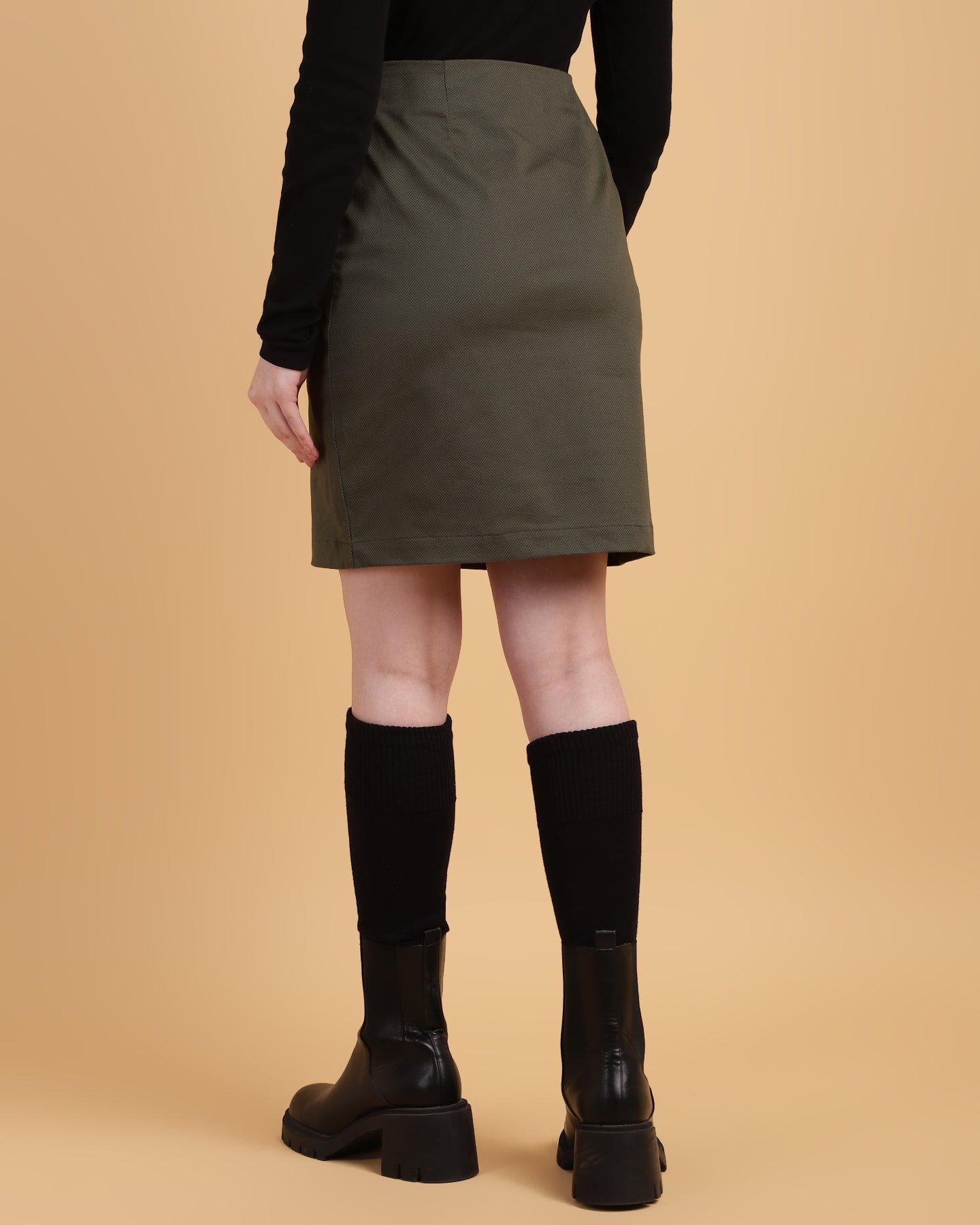 Women’s Olive Straight-Cut Mini Skirt -2939