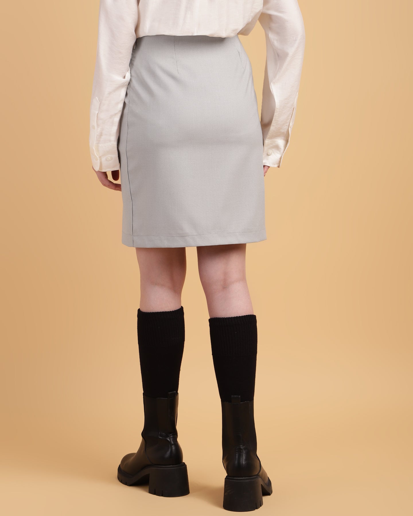 Women’s Grey Straight-Cut Mini Skirt -2941