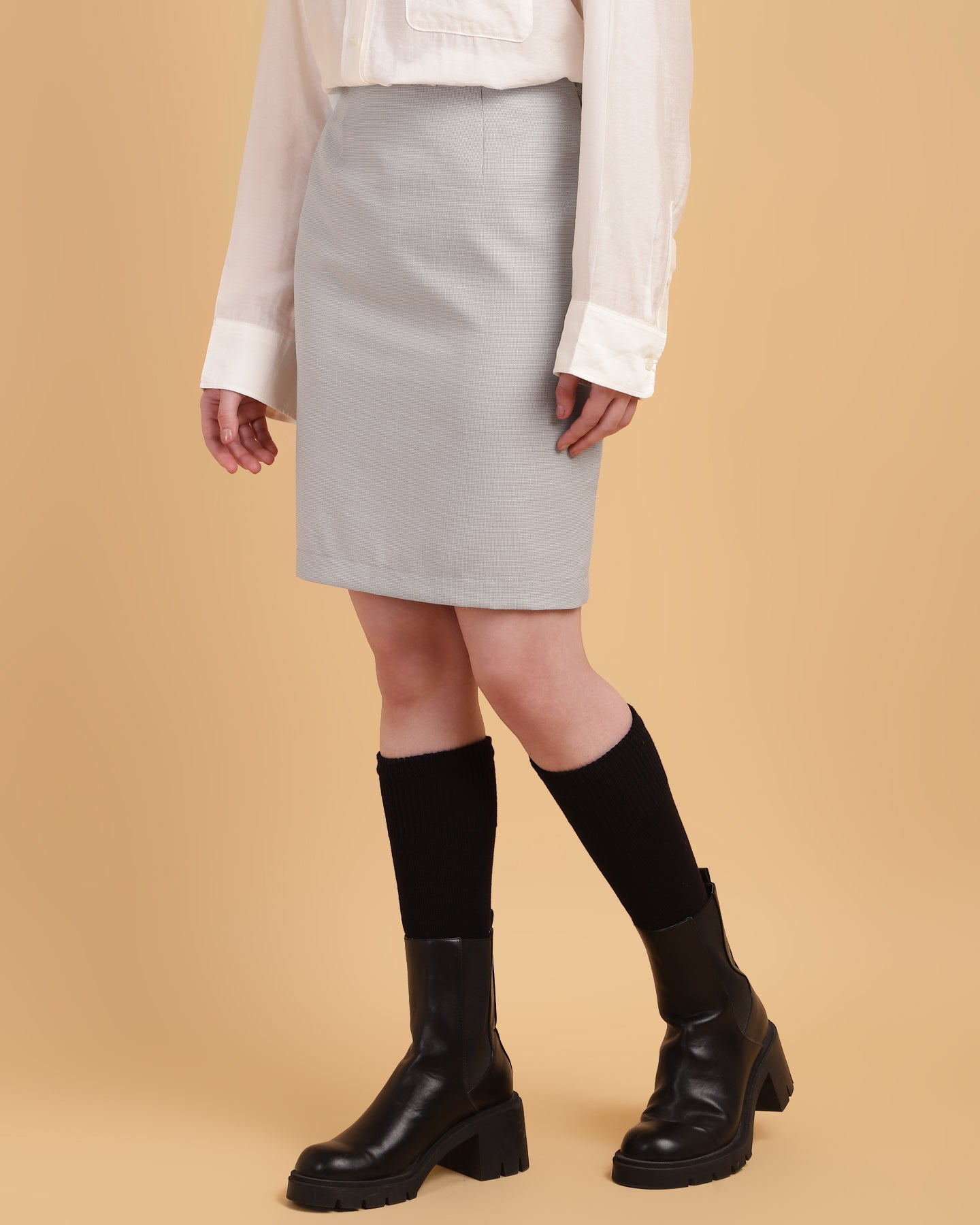 Women’s Grey Straight-Cut Mini Skirt -2941
