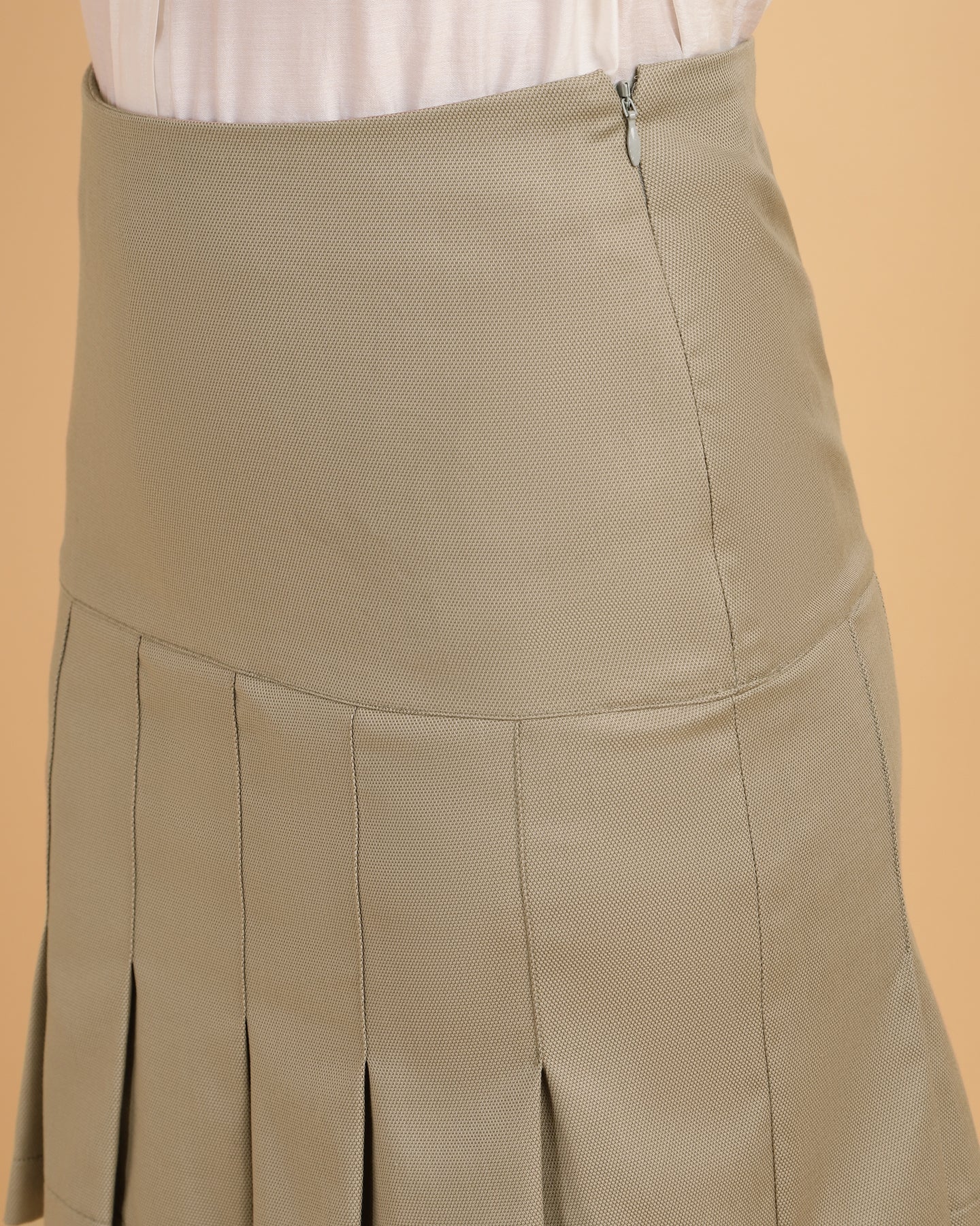 Women’s Khaki Plaid Pleated Mini Skirt -2938