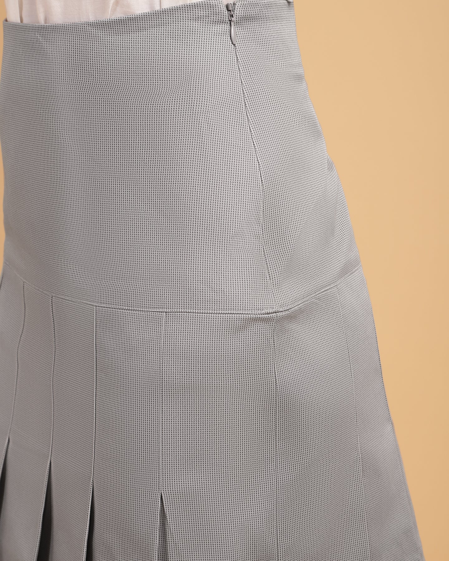 Women’s Grey Plaid Pleated Mini Skirt -2937