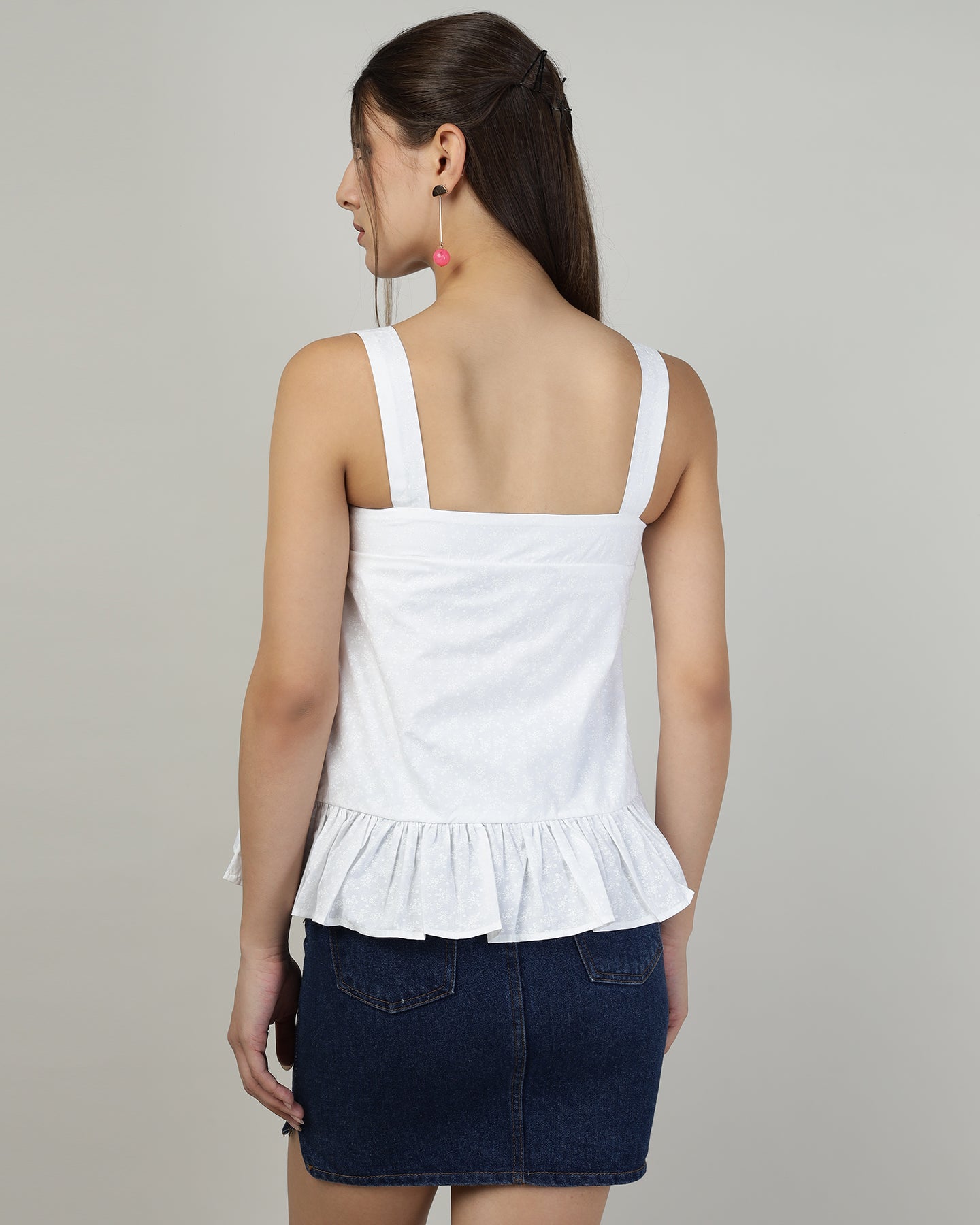 Women’s White Printed Meadow Camisole Top - 3003