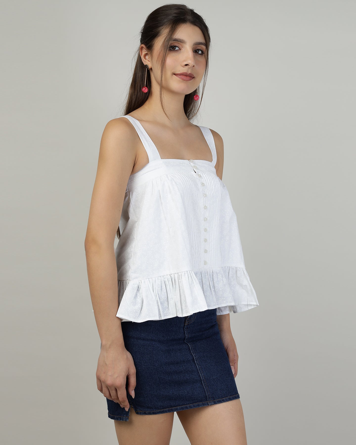 Women’s White Printed Meadow Camisole Top - 3003