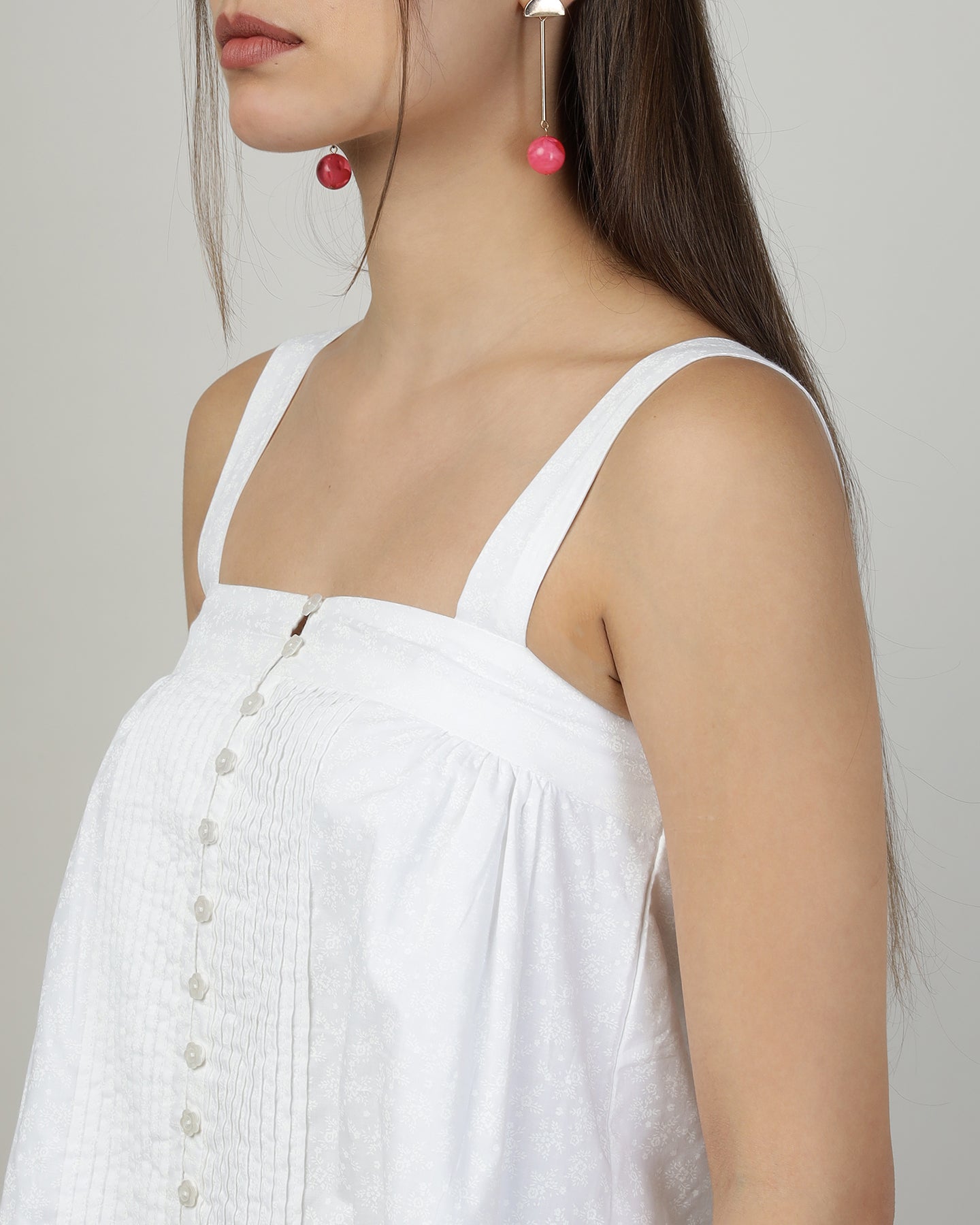 Women’s White Printed Meadow Camisole Top - 3003