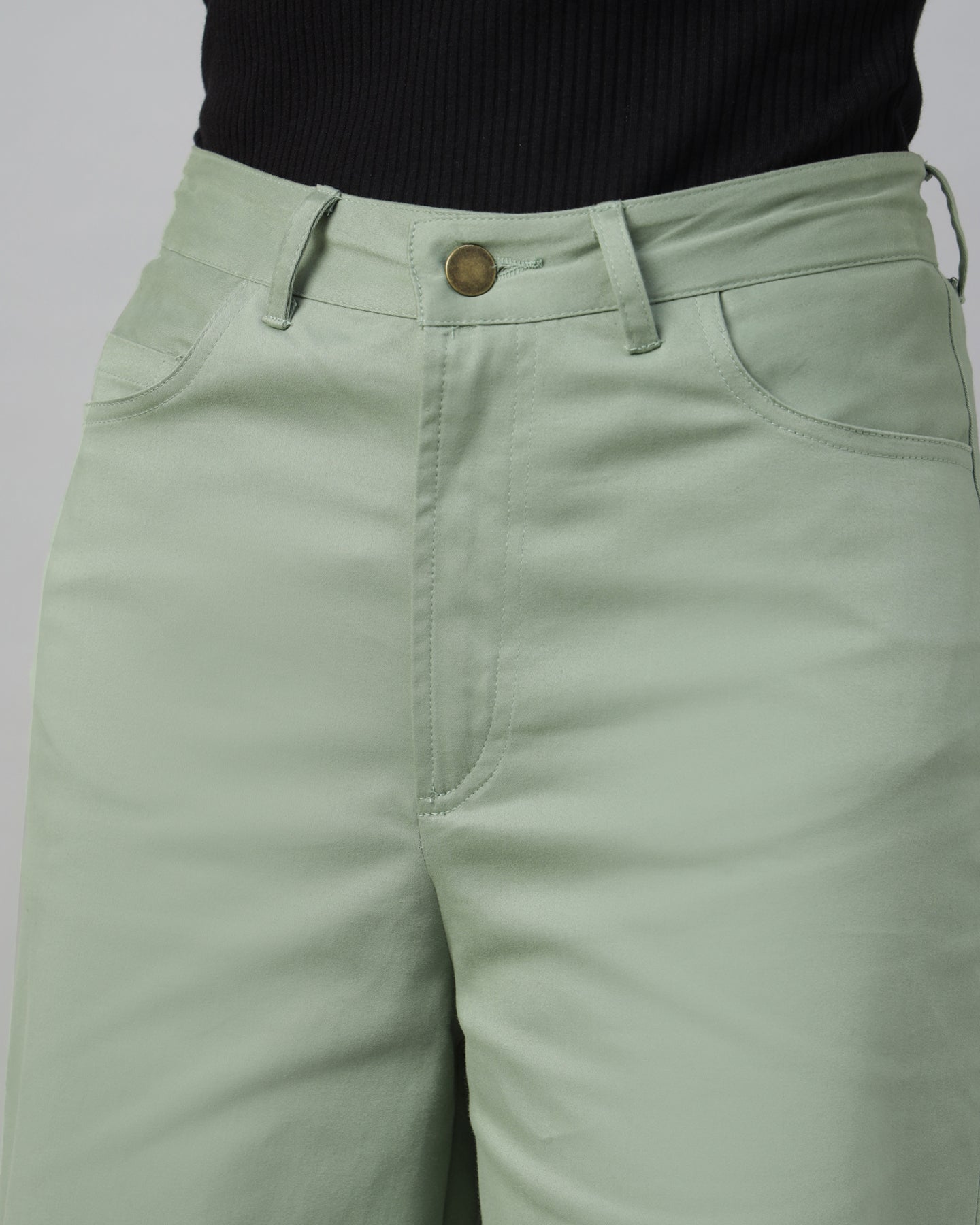 Women’s Pastel Green Straight Fit Pants - 2959