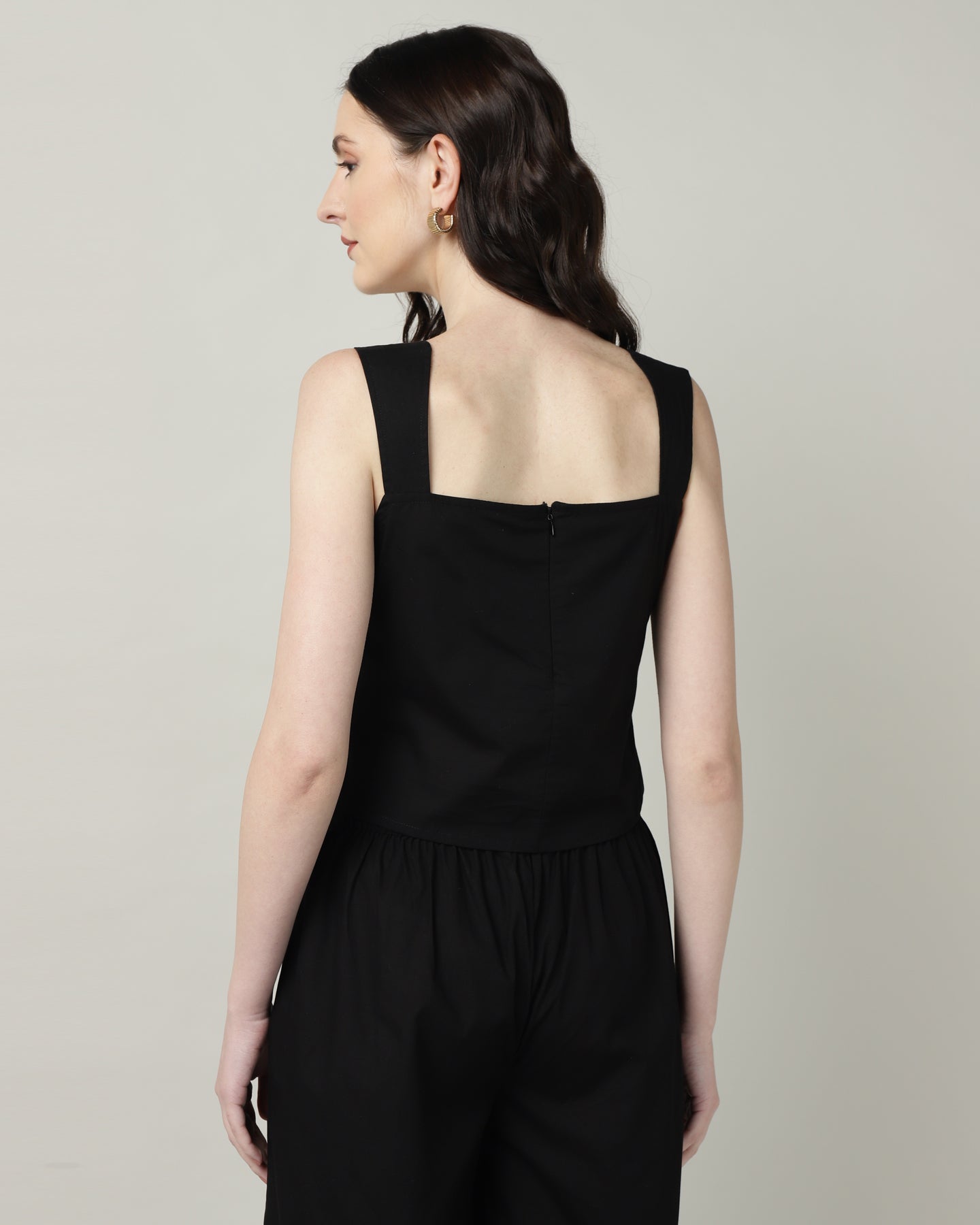 Black Poplin Embroidered Co-ord Set for Women - 3104