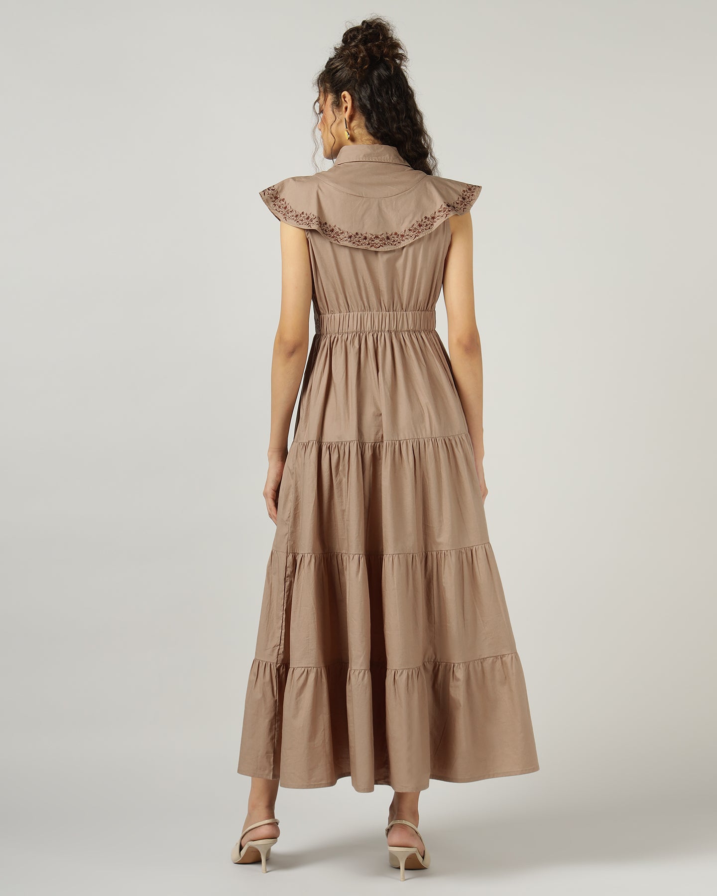 Mocha 4 Tier Long Maxi Dress - 3044
