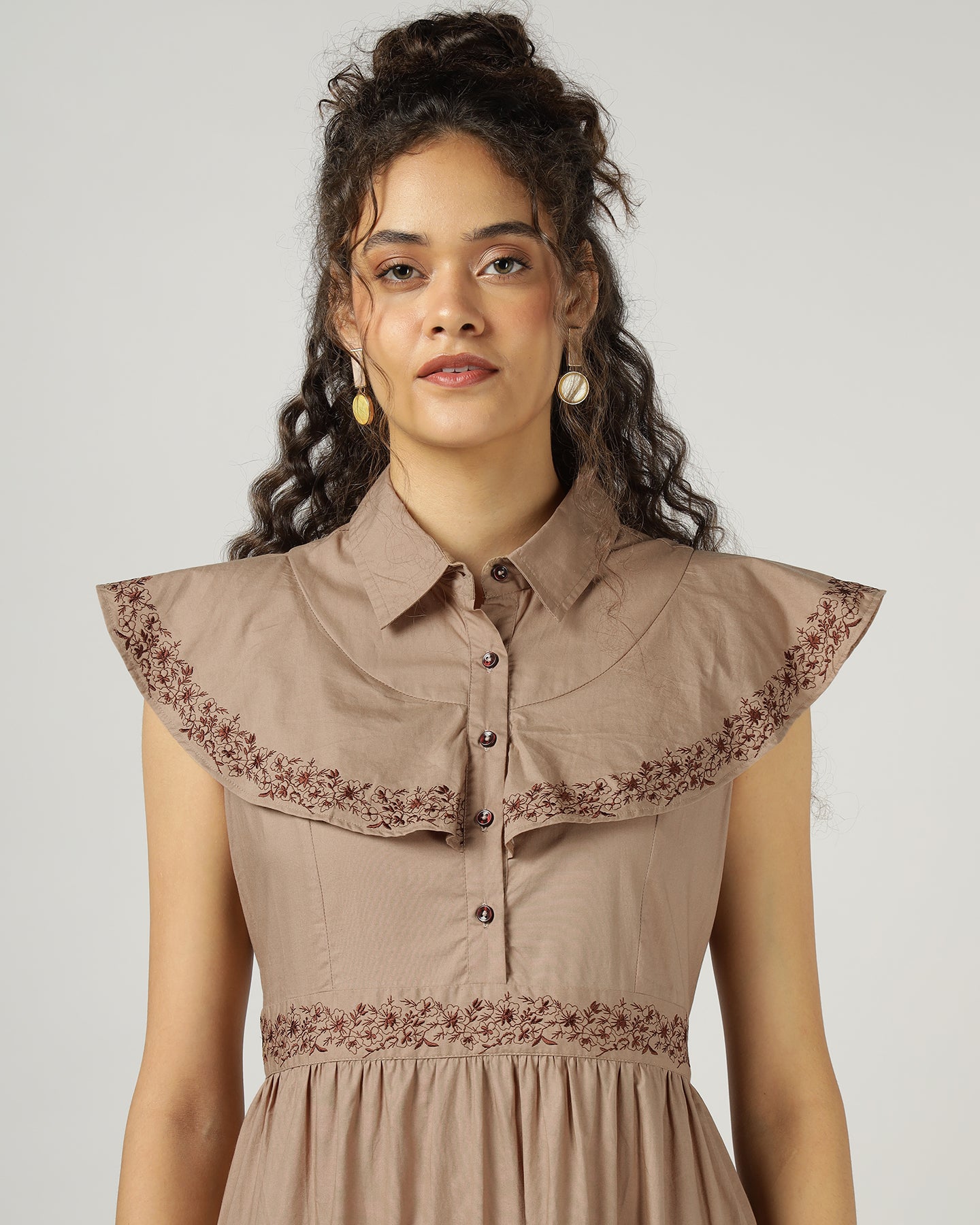 Mocha 4 Tier Long Maxi Dress - 3044