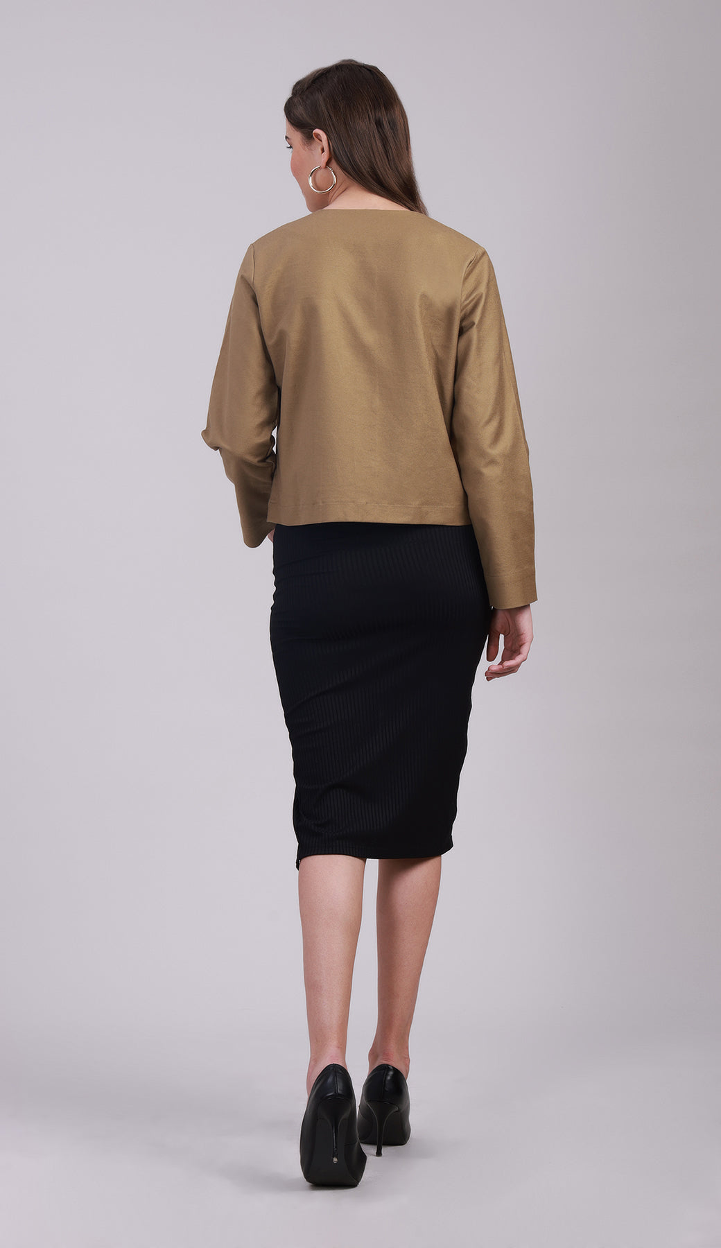 Brown Full-Sleeve Button-Up Jacket with Pockets- 3070