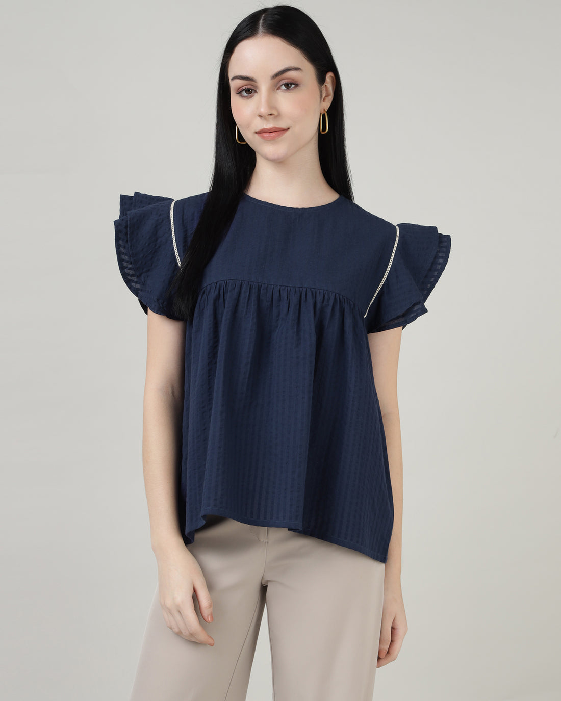 Indigo Breeze Ruffle Top- 2997