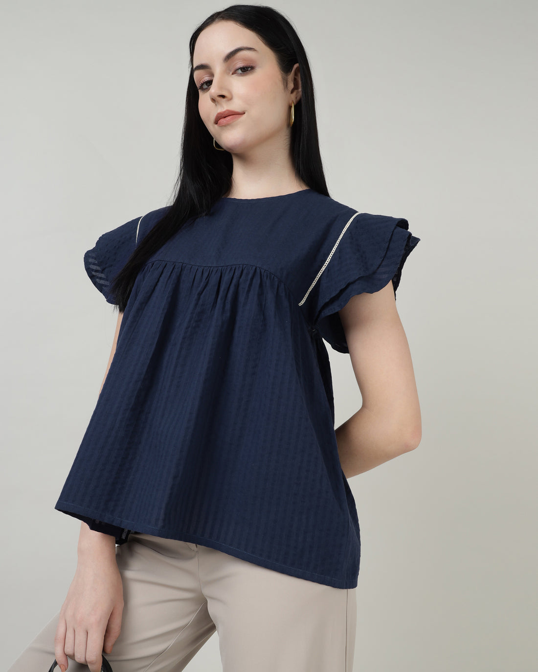 Indigo Breeze Ruffle Top- 2997
