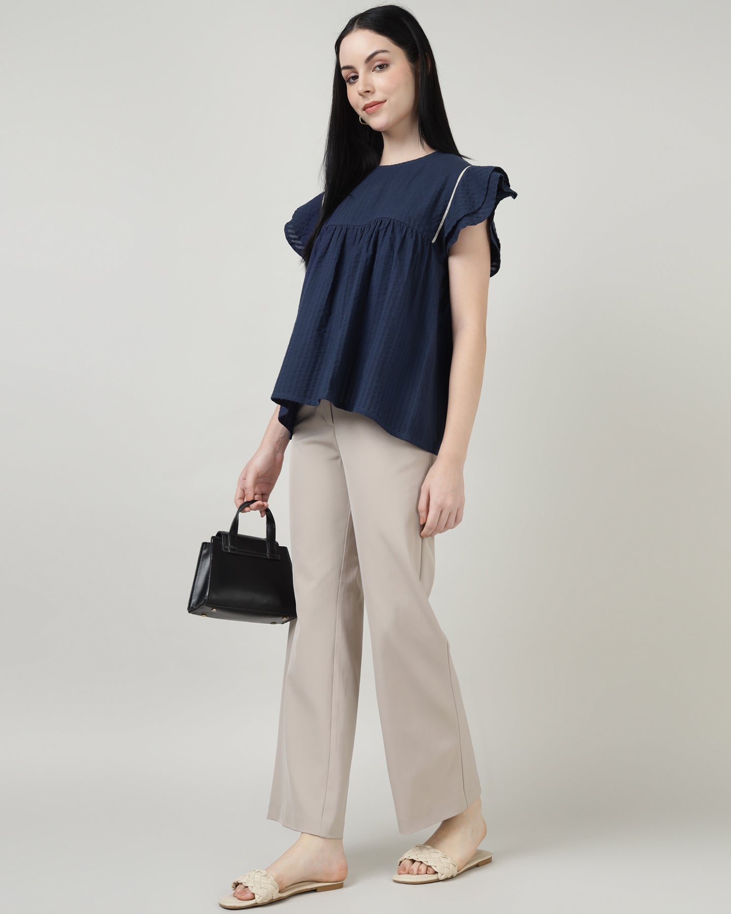Indigo Breeze Ruffle Top- 2997