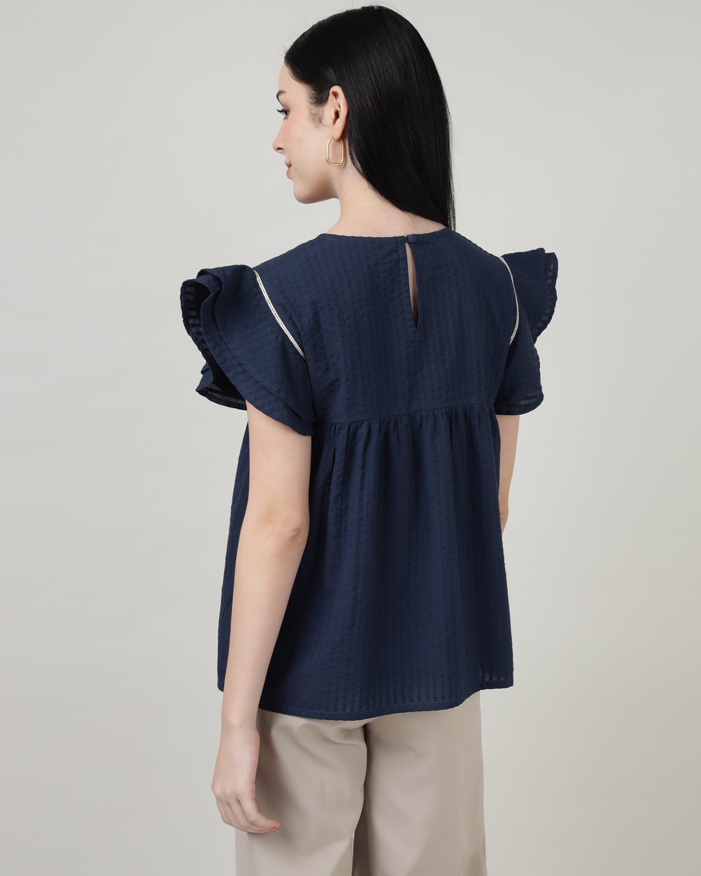 Indigo Breeze Ruffle Top- 2997