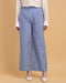 Women’s Blue Gingham Wide-Leg Slip-On Trousers – Casual Pants-2909