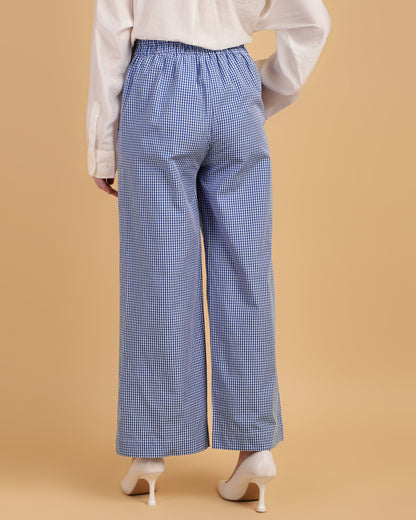 Gingham Wide-Leg Slip-On Trousers-2909