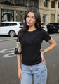 Sands Of India Black Regular T-shirt with lace neck accent- 2776