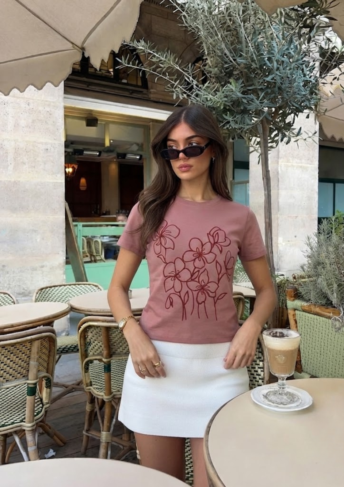 Sands Of India Embroidered Salmon-coloured regular t-shirt- 2783