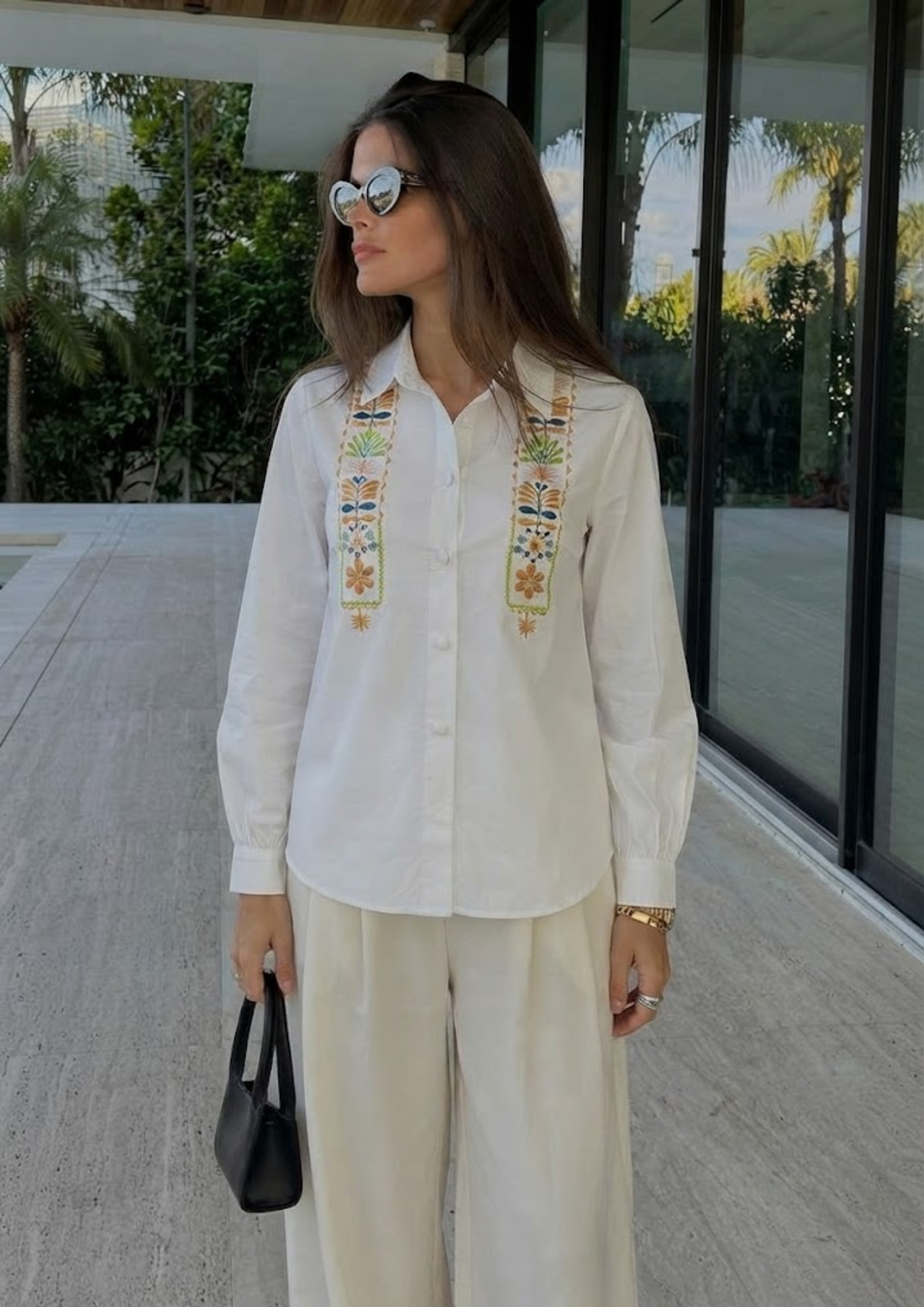 Sands Of India White Shirt with Parallel Cradle Embroidery - 2812