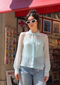 Sands Of India Blue organza neck tie shirt with camisole- 2815