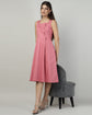 Women’s Buttoned Pink Pinafore Midi Dress - 3004