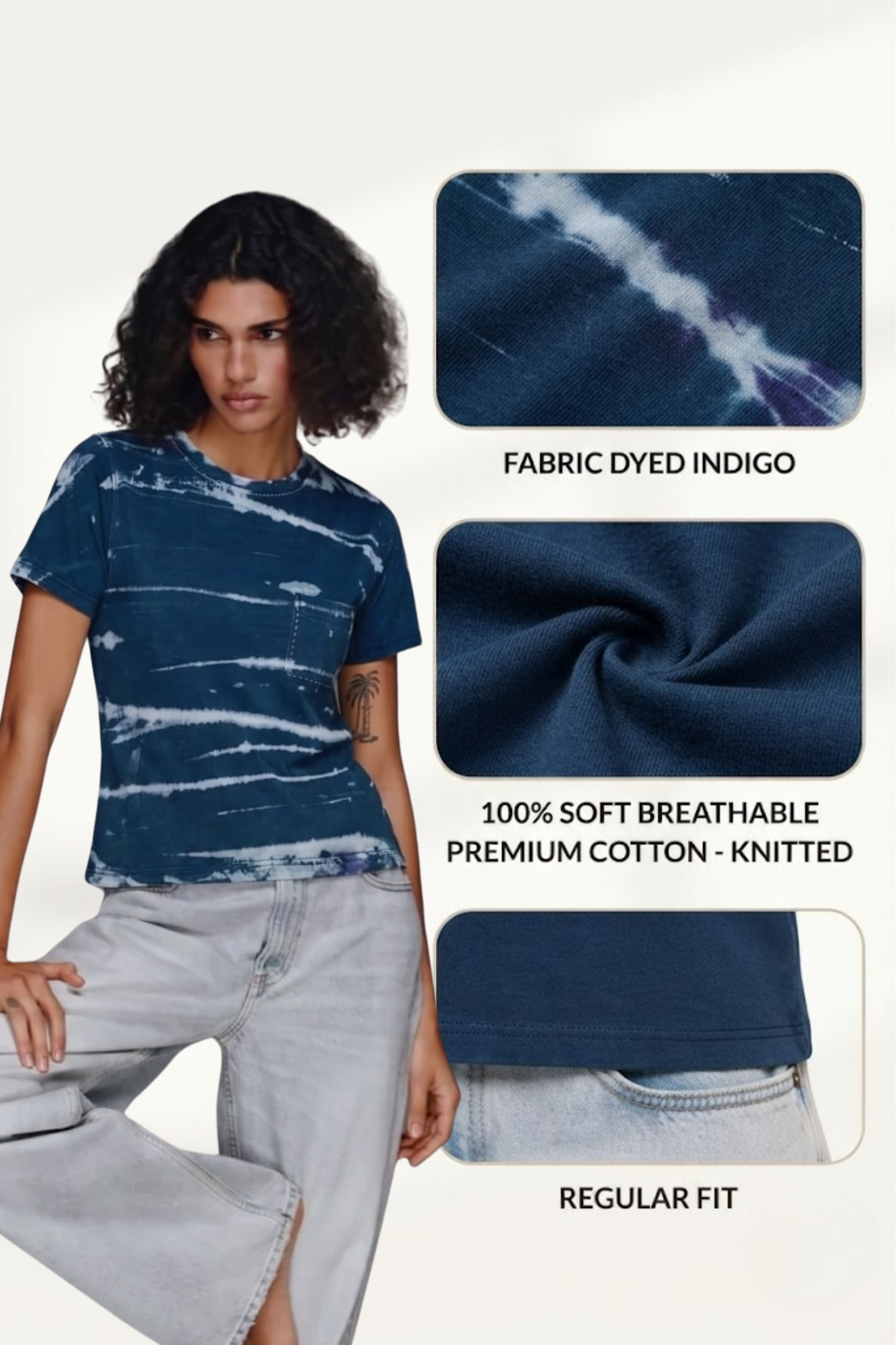 Sands Of India Indigo Everyday Regular T-Shirt - 2862