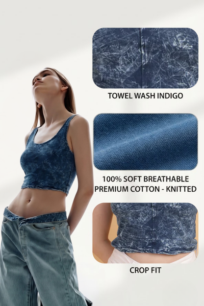 Sands Of India Towel Wash Indigo Crop Top-2863