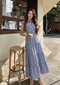 Sands Of India Women’s Blue Gingham Tiered Maxi Dress - 2890