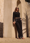 Women’s Black Poplin Embroidered High-Waist Trousers – Casual Pants- 2946