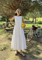 Women’s White Textured Maxi Dress with Gathered Hem  - 2982