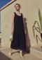 Sands Of India Women’s Black Textured Maxi Dress with Gathered Hem - 2983