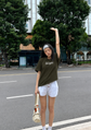 Women Olive Ikigai Oversized T-Shirt - Casual Graphic Wear - 2989